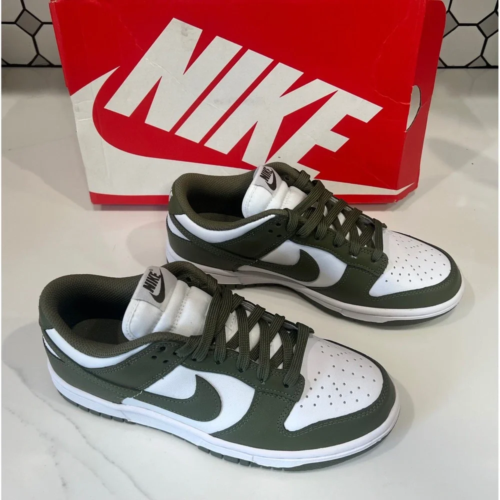 Nike Dunk Low Medium Olive White Womens 7 Mens 5.5 DD1503-120 Sneakers